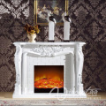 Indoor white hand-carved stone carvings and sculptures marble fireplace